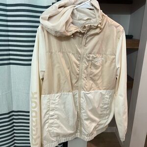 Reebok Cream and White Hooded Jacket